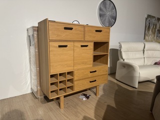 Hoge kast, naturel eikenhout